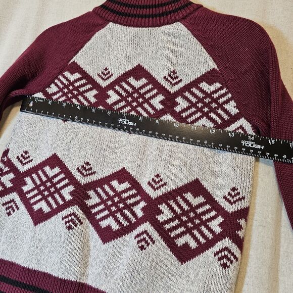 Tea Collection Full Zip High Collar Sweater Boy's Size 6/7 in Maroon and Gray - Picture 11 of 12
